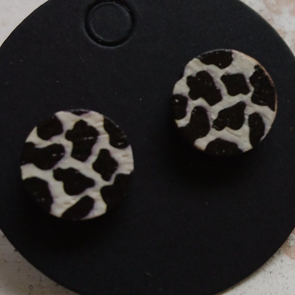 Cow Print Round Earrings